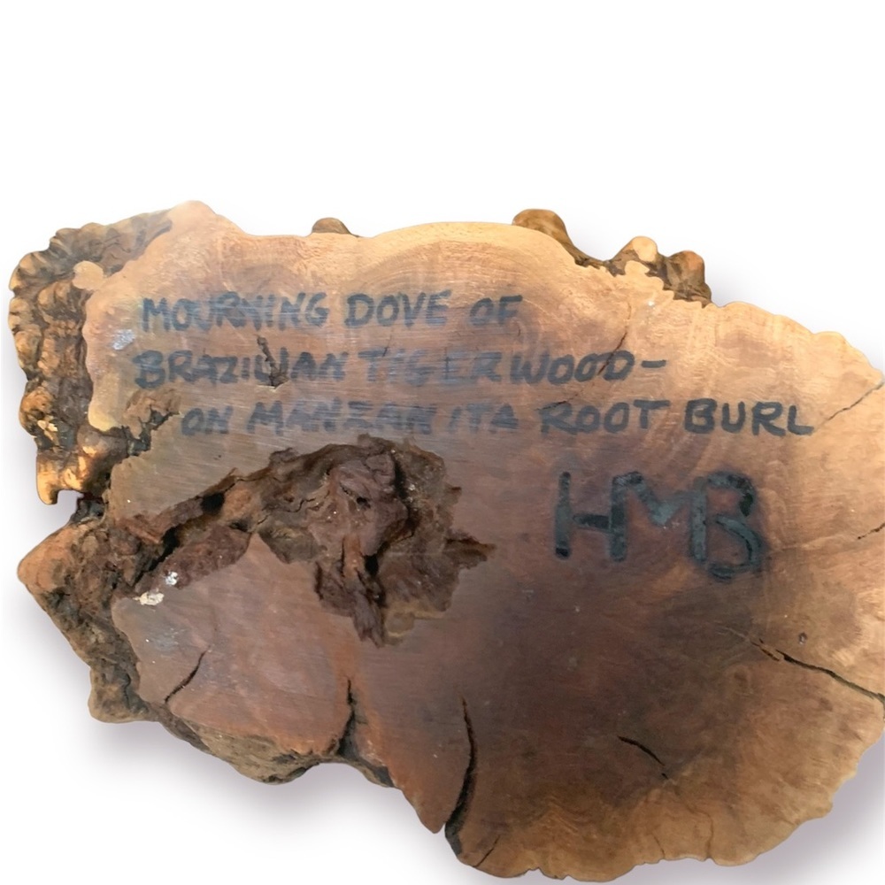 Vintage HMB Mourning Dove of Brazilian Tigerwood on Manzanita Root Burl by HMB - Picture 10 of 13